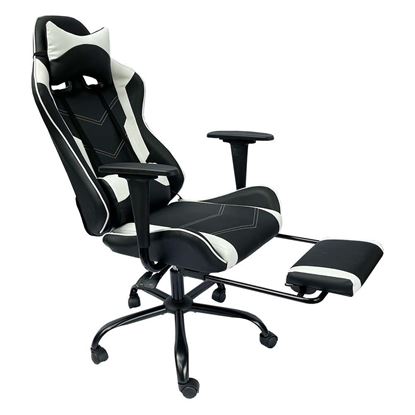 Ghế chơi game 7188 ngả lưng có gác chân đen trắng GC68019