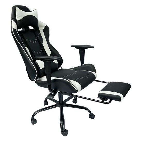 Ghế chơi game 7188 ngả lưng có gác chân đen trắng GC68019