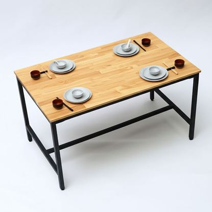 Bàn ăn 120x70cm gỗ cao su chân sắt sơn tĩnh điện BA68040