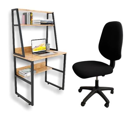 Combo bàn làm việc mini kết hợp kệ và ghế chân xoay CB68090