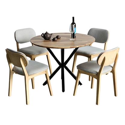 Combo bàn ăn tròn gỗ tràm và 4 ghế PLC BBA177