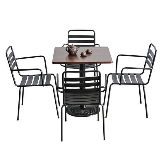 Combo bàn cafe vuông 70x70cm và 4 ghế sắt CBCF318