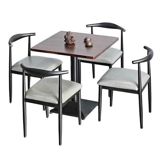 Combo bàn cafe vuông 70x70cm và 4 ghế Bull sắt CBCF319