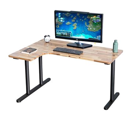 Bàn chữ L 140x100cm gỗ tràm chân sắt hệ TIO HBTO028