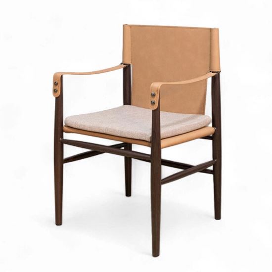 Ghế SADIL khung sắt giả gỗ lưng nệm bọc da GAK194