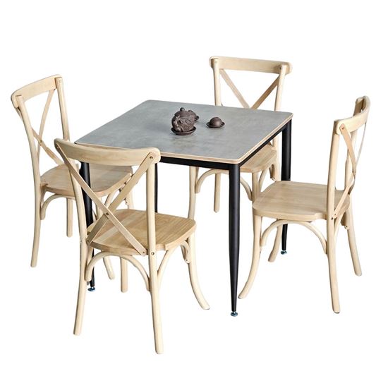 Combo bàn vuông chân CONE và 4 ghế ăn Bistro BBA178