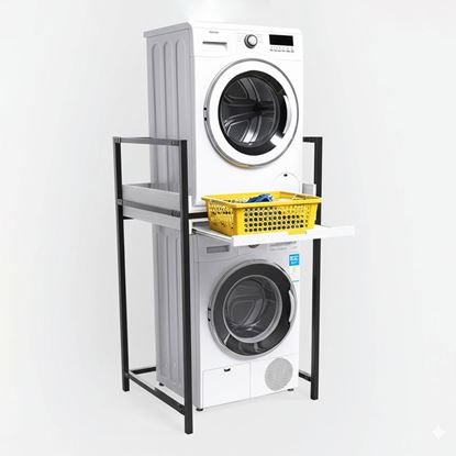 Kệ máy giặt máy sấy 80x77x150cm có ray trượt để giỏ đồ giặt KMG68018