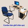 Combo Bàn Vi Tính Có Kệ Để Máy In Và Ghế Chân Quỳ Nệm Xanh CB68102