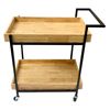 Kệ đẩy di động 2 tầng gỗ cao su khung sắt KB68023