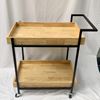 Kệ đẩy di động 2 tầng gỗ cao su khung sắt KB68023