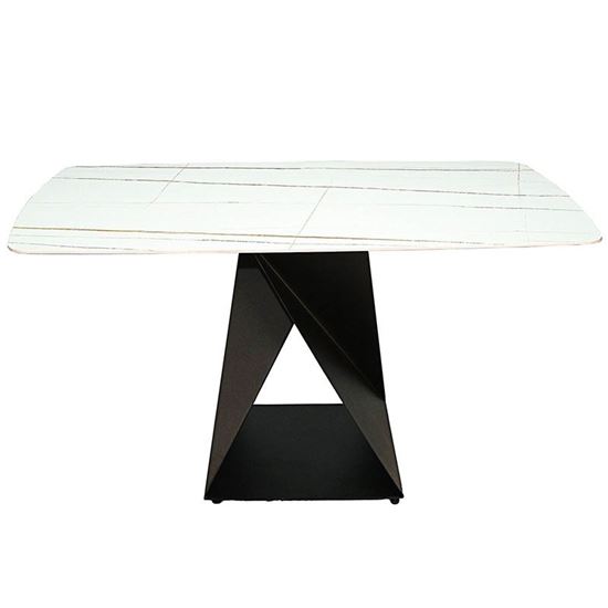 Bàn ăn chữ nhật 140x80cm mặt đá cao cấp chân sắt BA68038