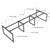 Bàn cụm 6 người 120x360cm hệ RECTANG chân sắt lắp ráp HBRT031