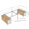 Bàn cụm 4 chân tủ 120x300cm gỗ cao su hệ PLY chân lắp ráp HBPL022