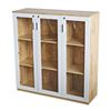 Tủ hồ sơ 3 tầng cửa kính gỗ cao su THS68036