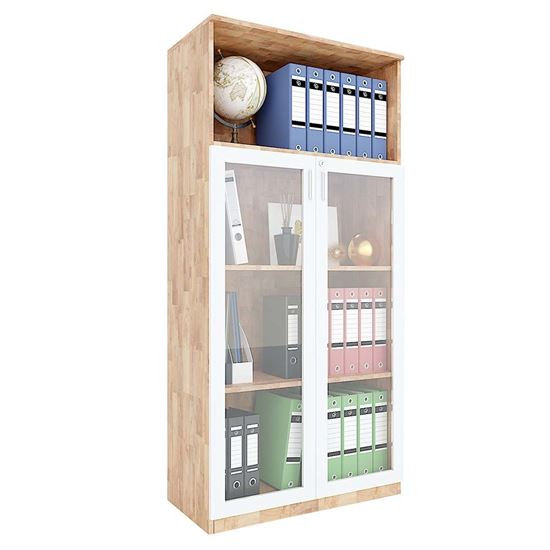 Tủ hồ sơ cửa kính có khóa 4 tầng gỗ cao su THS68041