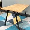 Bàn ăn hiện đại gỗ cao su chân sắt lắp ráp BA68034