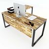 Bàn chữ L gỗ tràm 160x140cm chân sắt lắp ráp hệ Wooden HBWD016