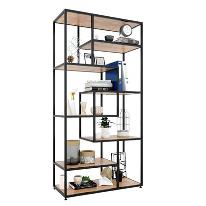 Kệ trang trí gỗ cao su khung sắt 90x38x180(cm) KTB68075