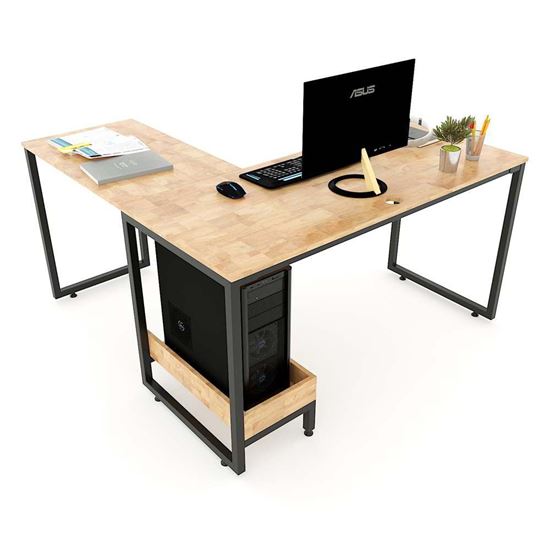 Bàn vi tính góc L 140x140cm gỗ cao su chân sắt lắp ráp COD68046