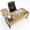 Bàn chữ L gỗ tràm 160x140cm chân sắt lắp ráp hệ Wooden HBWD016