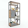 Hệ kệ trưng bày gỗ cao su khung sắt sơn tĩnh điện 180x30x180cm KTB68078