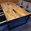Bàn họp gỗ tràm 120x240cm chân sắt lắp ráp hệ Wooden HBWD010