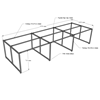 Bàn cụm 6 360x120cm gỗ cao su hệ Minimal chân lắp ráp HBMN013