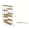 Hệ kệ trưng bày gỗ cao su khung sắt 200x30x180cm KTB68079