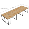 Bàn cụm 6 360x120cm gỗ cao su hệ Minimal chân lắp ráp HBMN013