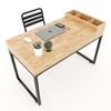 Bàn học hộc kéo kết hợp kệ gỗ cao su chân sắt lắp ráp