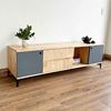 Kệ tivi phòng khách gỗ cao su chân sắt sơn tĩnh điện 160x40x45cm KTV68058