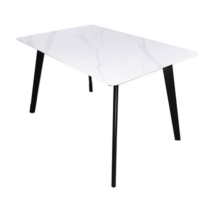 Bàn ăn Aster 120/140x80cm mặt đá chân gỗ BA68033