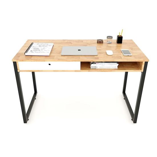 Bàn làm việc có hộc kéo 120x60cm gỗ cao su chân sắt BD68061