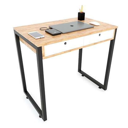 BD68062 - Bàn học mini 2 ngăn kéo chân sắt vuông 80x50x75(cm)