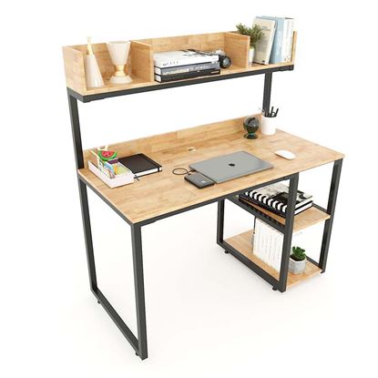 Bàn học gỗ cao su kết hợp kệ sách 120x60x128(cm) FD68045