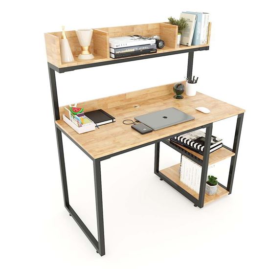 Bàn học gỗ cao su kết hợp kệ sách 120x60x128(cm) FD68045