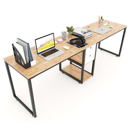 Bàn làm việc 2 người ngồi kết hợp chân tủ 240x120x75cm BD68064