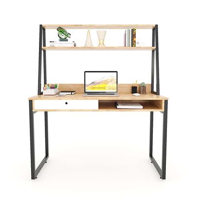 Bàn học có hộc kéo gỗ cao su kết hợp kệ sách 120x60x128(cm) FD68046