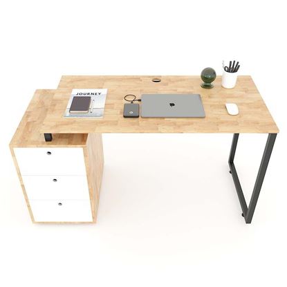 Bàn làm việc liền chân tủ 1 bên 138x60cm gỗ cao su BD68065