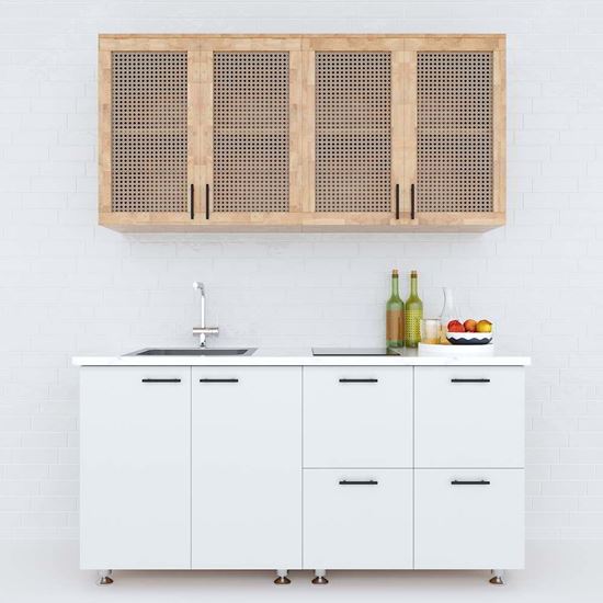 Hệ tủ bếp mini gỗ cao su hiện đại nhỏ gọn