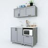 Hệ tủ bếp mini gỗ cao su nhỏ gọn hiện đại