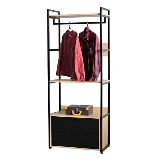 KQA68042 - Kệ quần áo VEGA 3 tầng kết hợp hộc tủ 80x45x200(cm)