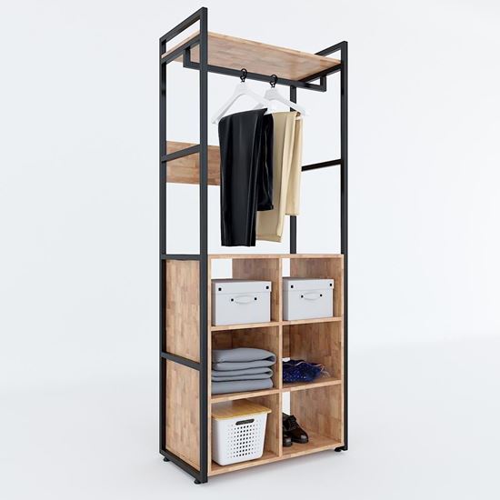 KQA68040 - Kệ quần áo VEGA gỗ khung sắt đa năng 80x45x200(cm)