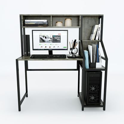 COD68036- Bàn vi tính gỗ cao su kết hợp kệ (120x50x133cm)