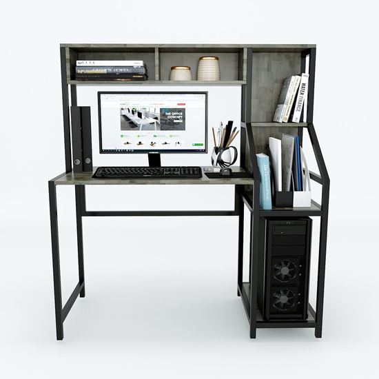 COD68036- Bàn vi tính gỗ cao su kết hợp kệ (120x50x133cm)