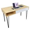 Bàn làm việc có ngăn hộc kéo 120x60cm gỗ cao su chân Hairpin BD68048