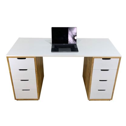 Bàn làm việc liền chân chủ hai bên 140x60cm gỗ cao su BD68050