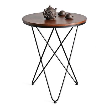 Bàn cafe tròn 60cm gỗ cao su chân hairpin CFD68042