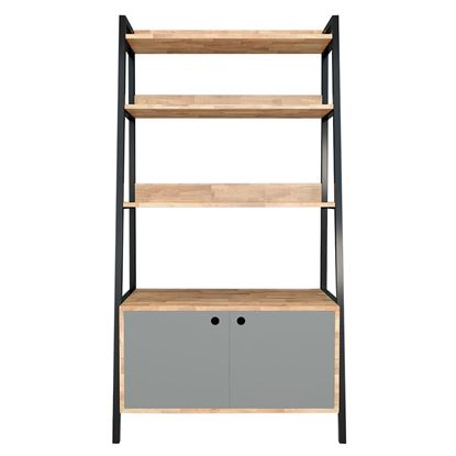 Kệ trang trí hình thang có tủ 85x45x160cm gỗ cao su KKS004