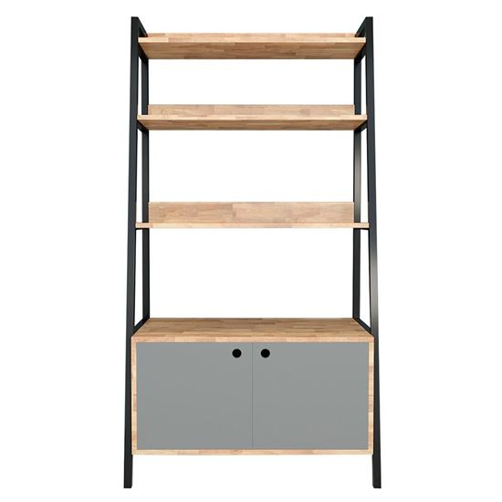 Kệ trang trí hình thang có tủ 85x45x160cm gỗ cao su KKS004